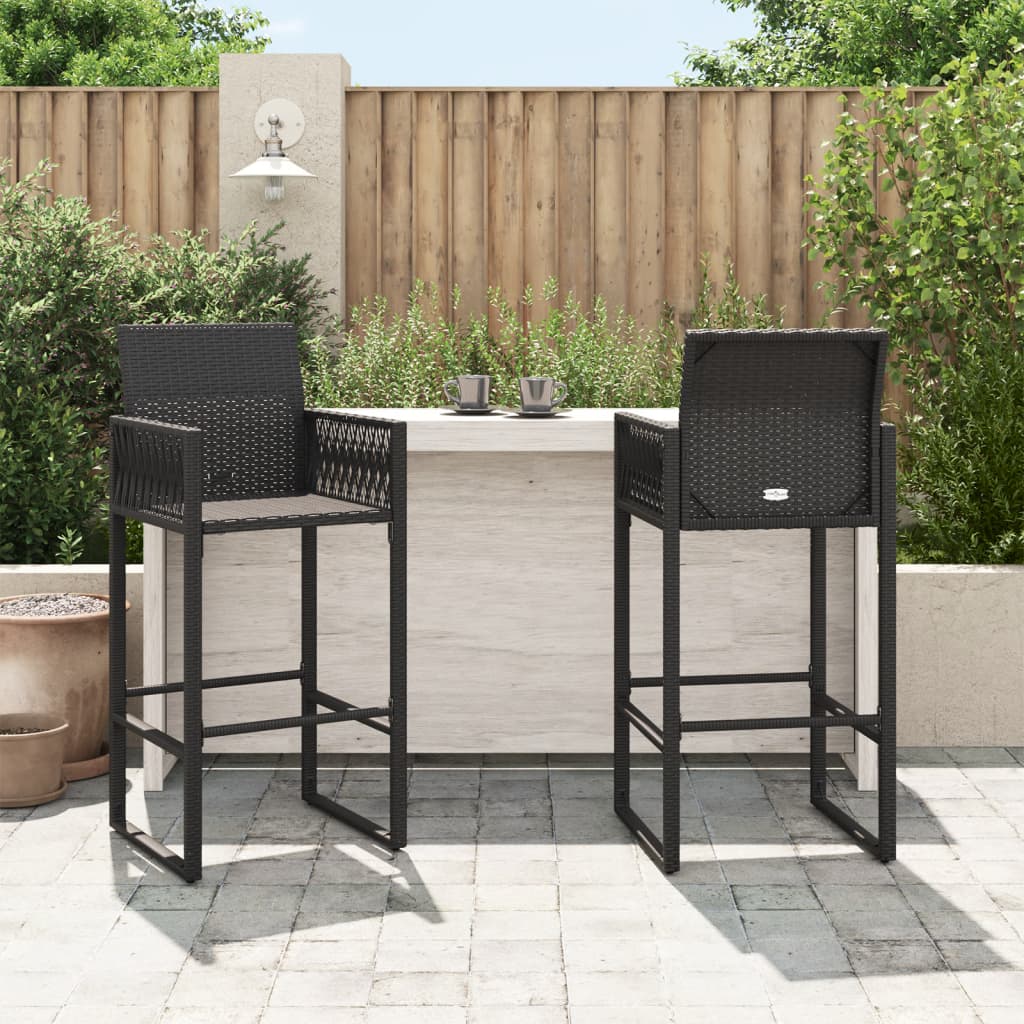 Garden bar stools set of 2 black woven resin