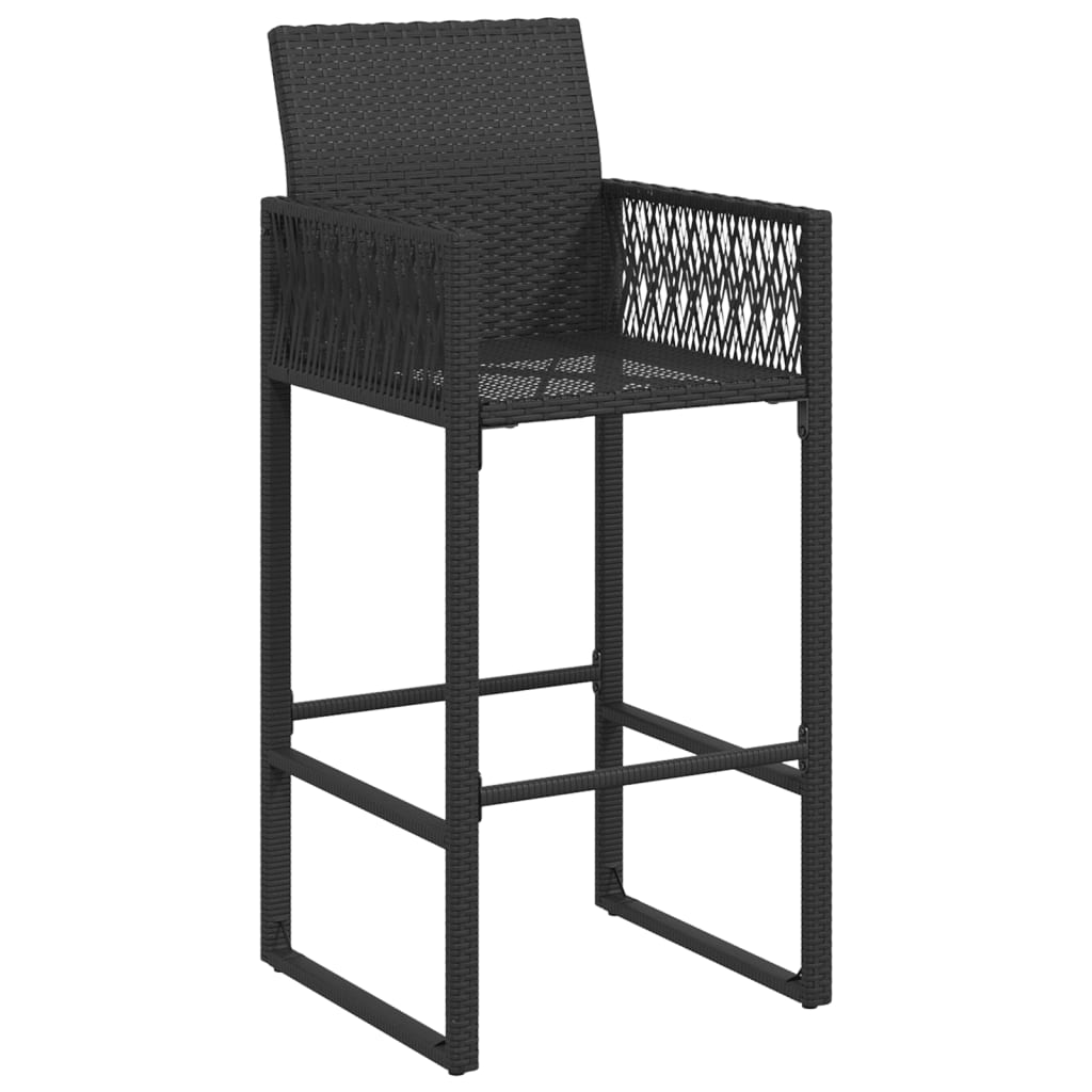 Garden bar stools set of 2 black woven resin