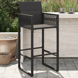 Garden bar stools set of 2 black woven resin