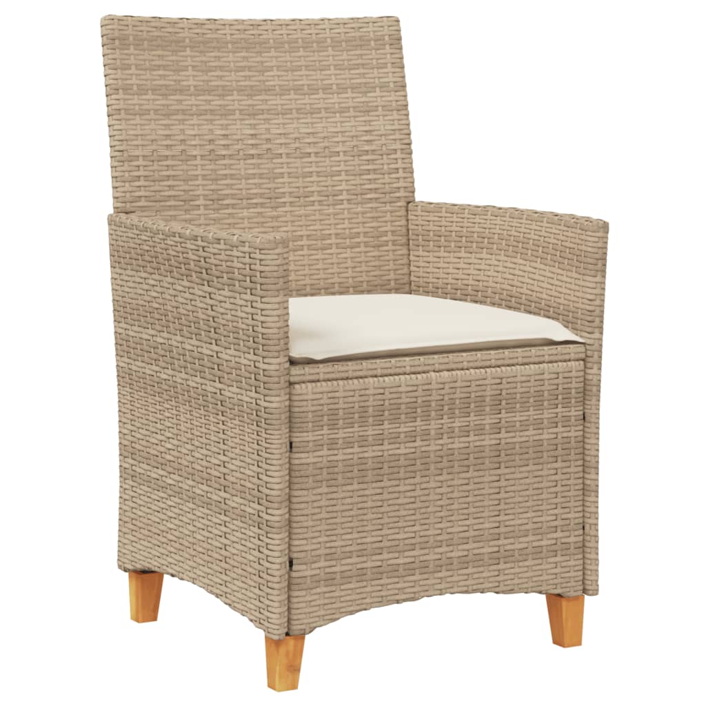 Garden chairs cushions set of 2 beige resin wicker wood