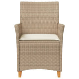 Garden chairs cushions set of 2 beige resin wicker wood