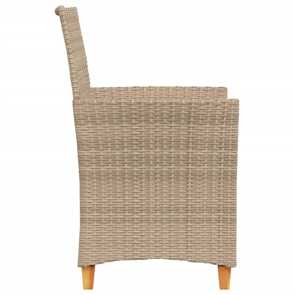 Garden chairs cushions set of 2 beige resin wicker wood