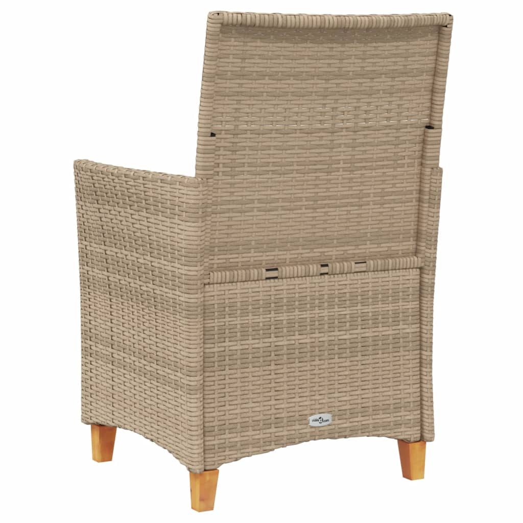 Garden chairs cushions set of 2 beige resin wicker wood