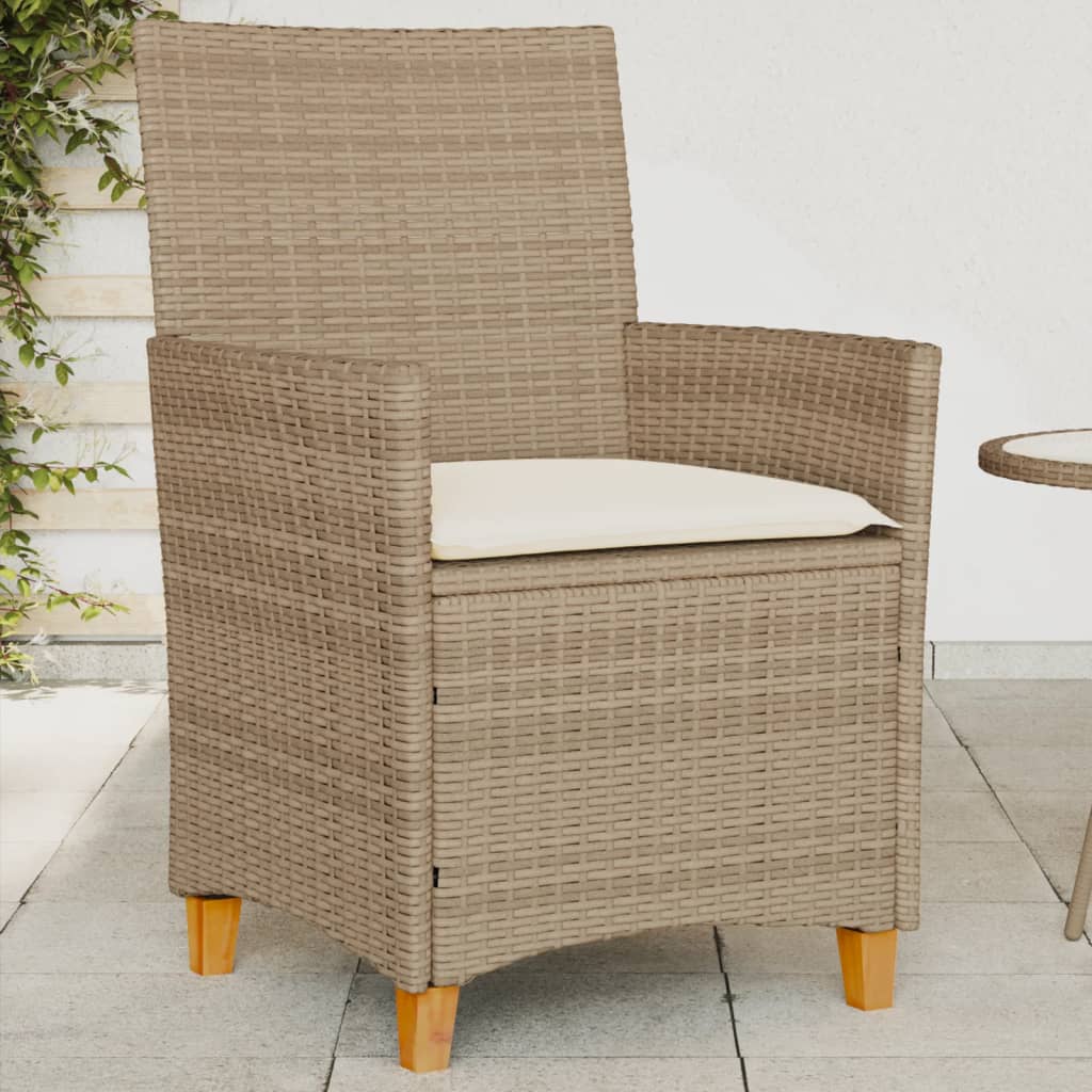 Garden chairs cushions set of 2 beige resin wicker wood