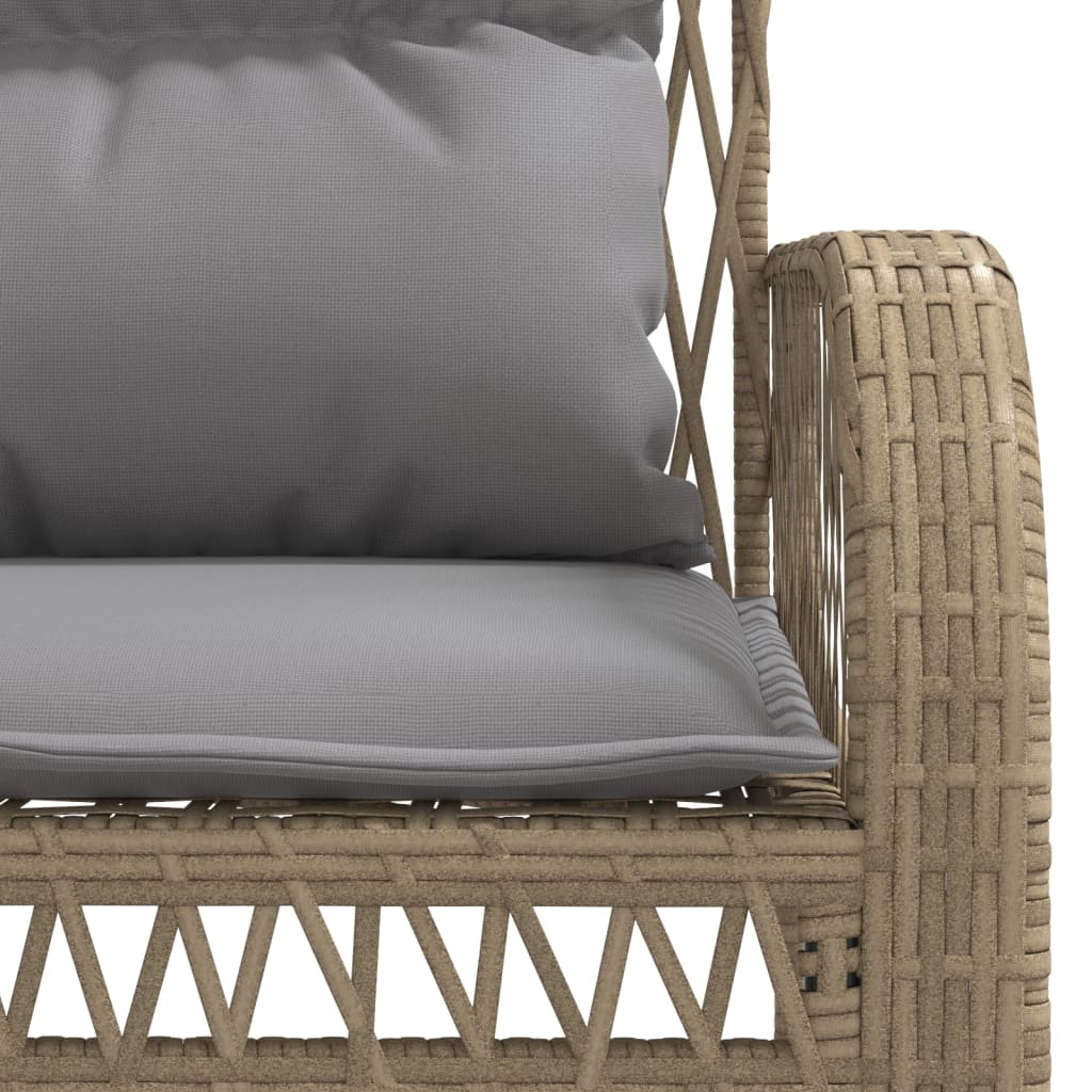 Salon de jardin avec coussins 4 pcs beige résine tressée