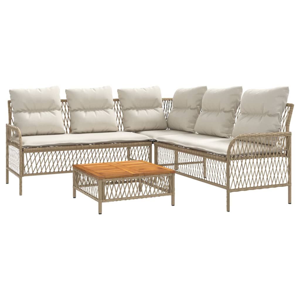 Salon de jardin avec coussins 2 pcs beige résine tressée