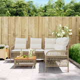 Salon de jardin avec coussins 2 pcs beige résine tressée