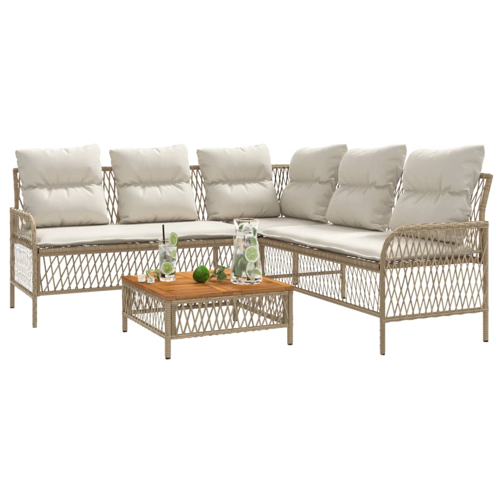 Salon de jardin avec coussins 2 pcs beige résine tressée