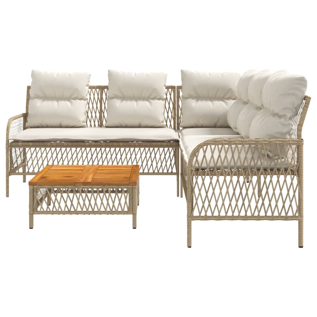 Salon de jardin avec coussins 2 pcs beige résine tressée