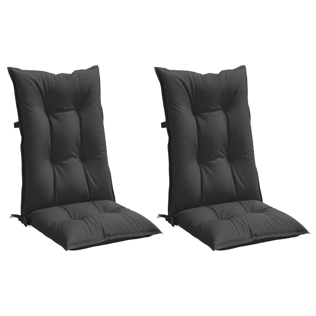 Coussins de chaise à dossier haut lot de 2 anthracite mélangé