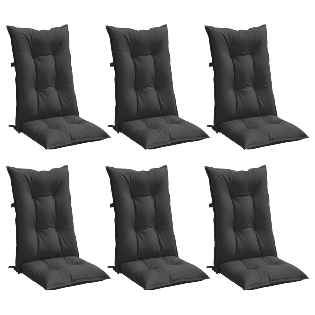 Coussins de chaise à dossier haut lot de 6 anthracite mélangé