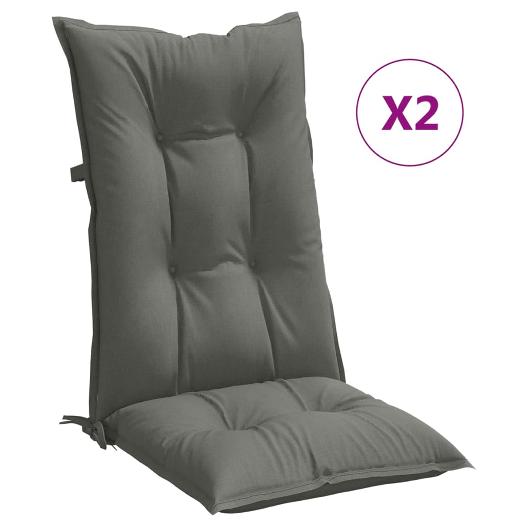 Coussins de chaise à dossier haut lot de 2 gris foncé mélangé