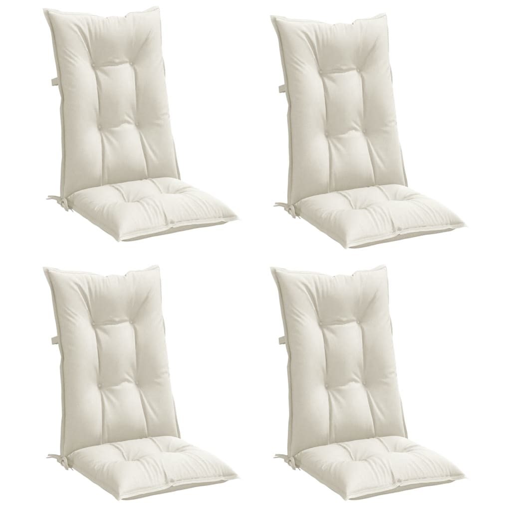 Coussins de chaise à dossier haut lot de 4 crème mélangé tissu