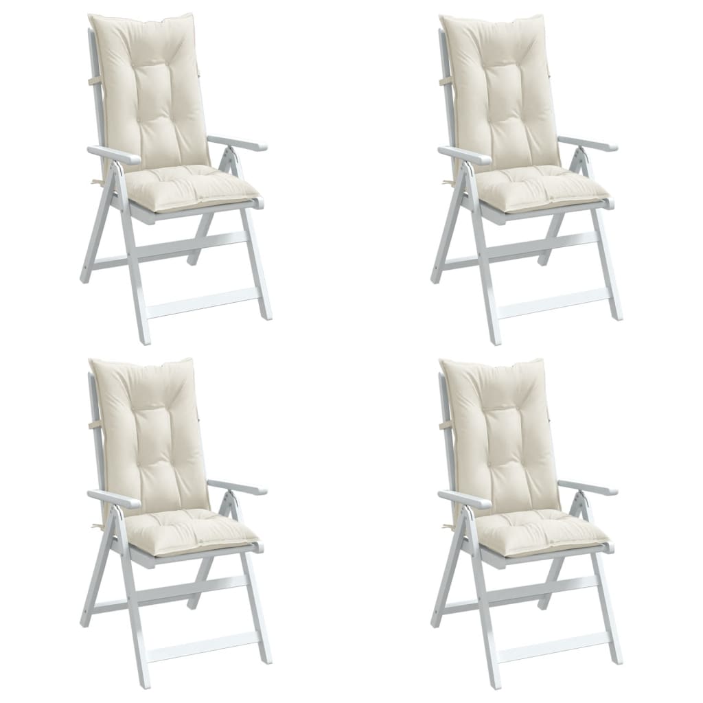 Coussins de chaise à dossier haut lot de 4 crème mélangé tissu