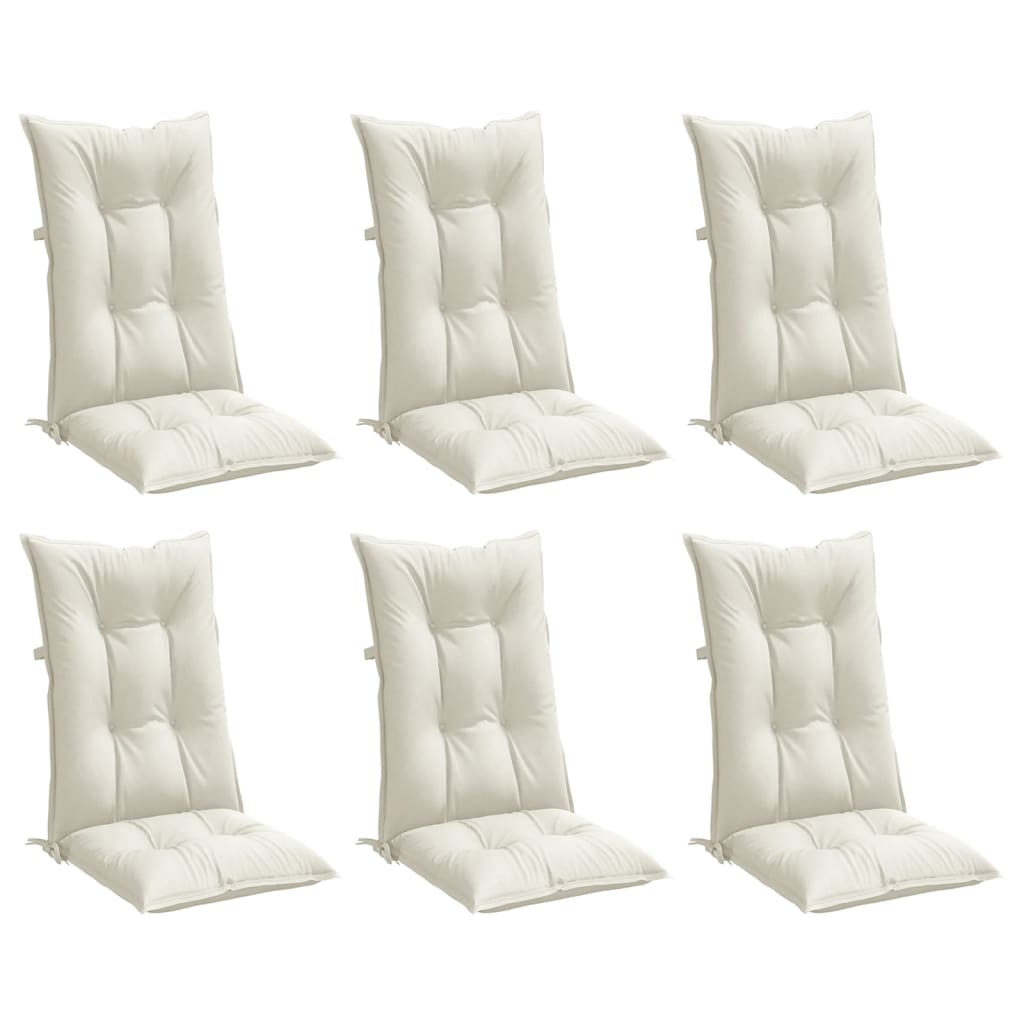 Coussins de chaise à dossier haut lot de 6 crème mélangé tissu