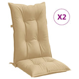 Coussins de chaise à dossier haut lot de 2 beige mélangé tissu