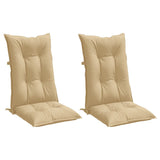 Coussins de chaise à dossier haut lot de 2 beige mélangé tissu