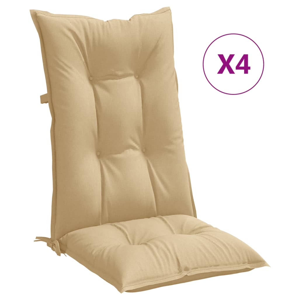 Coussins de chaise à dossier haut lot de 4 beige mélangé tissu