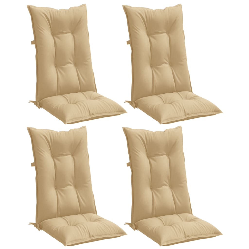 Coussins de chaise à dossier haut lot de 4 beige mélangé tissu