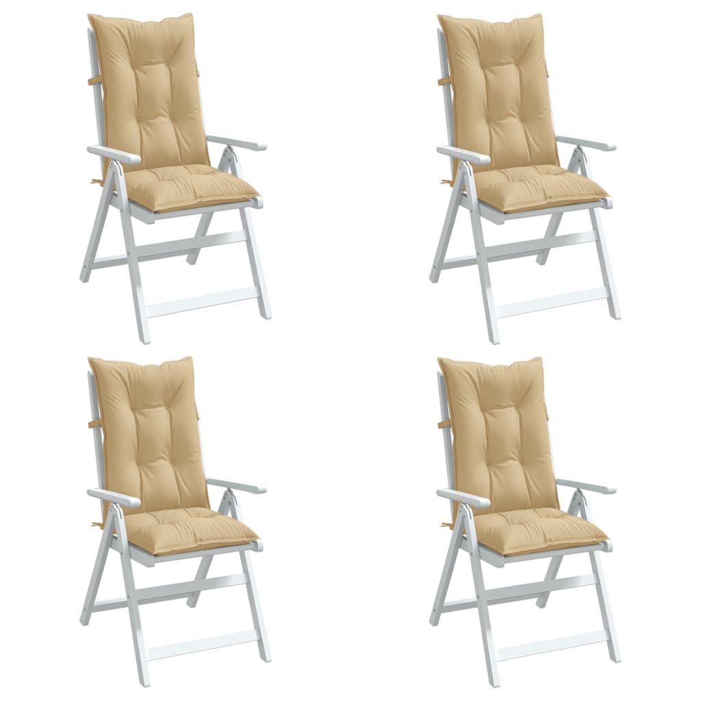 Coussins de chaise à dossier haut lot de 4 beige mélangé tissu