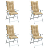 Coussins de chaise à dossier haut lot de 4 beige mélangé tissu