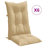 Coussins de chaise à dossier haut lot de 6 beige mélangé tissu