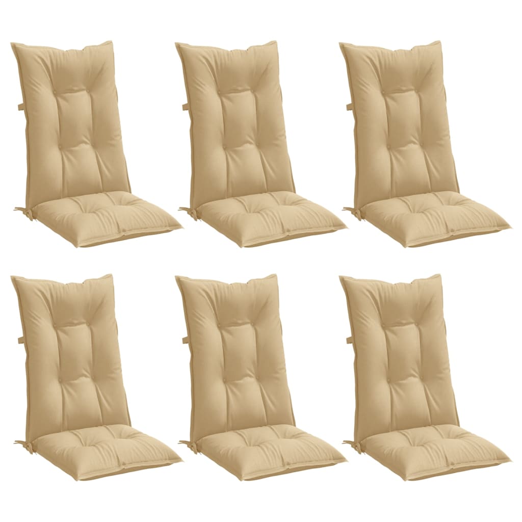 Coussins de chaise à dossier haut lot de 6 beige mélangé tissu