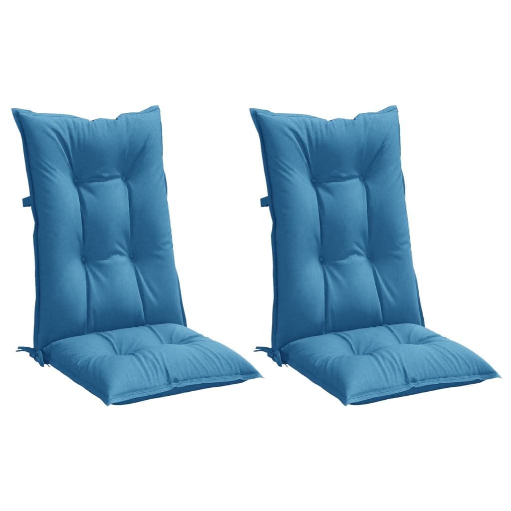 Coussins de chaise à dossier haut lot de 2 bleu mélangé tissu