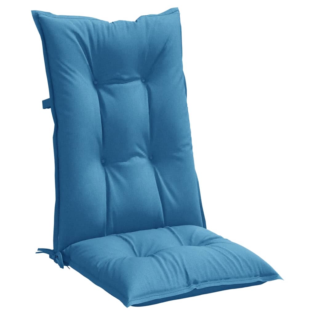 Coussins de chaise à dossier haut lot de 2 bleu mélangé tissu