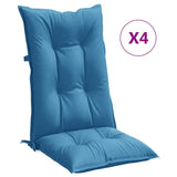 Coussins de chaise à dossier haut lot de 4 bleu mélangé tissu