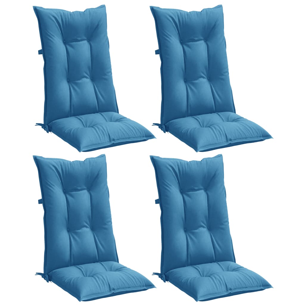 Coussins de chaise à dossier haut lot de 4 bleu mélangé tissu