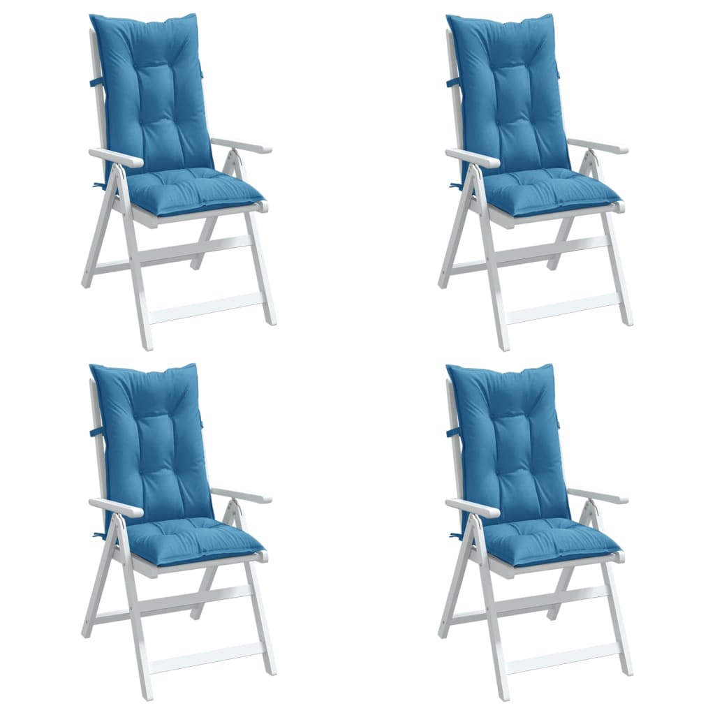 Coussins de chaise à dossier haut lot de 4 bleu mélangé tissu