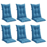 Coussins de chaise à dossier haut lot de 6 bleu mélangé tissu