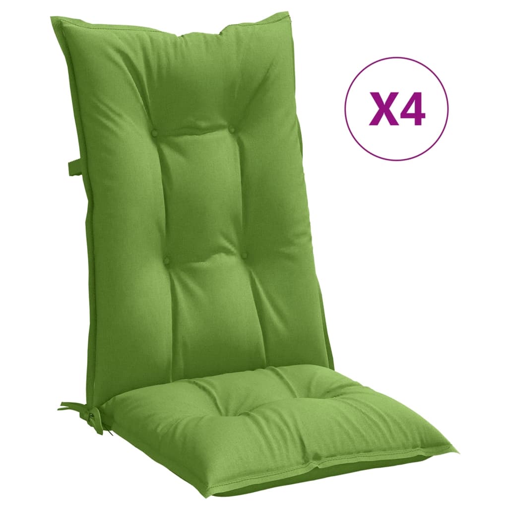 Coussins de chaise à dossier haut lot de 4 vert mélangé tissu