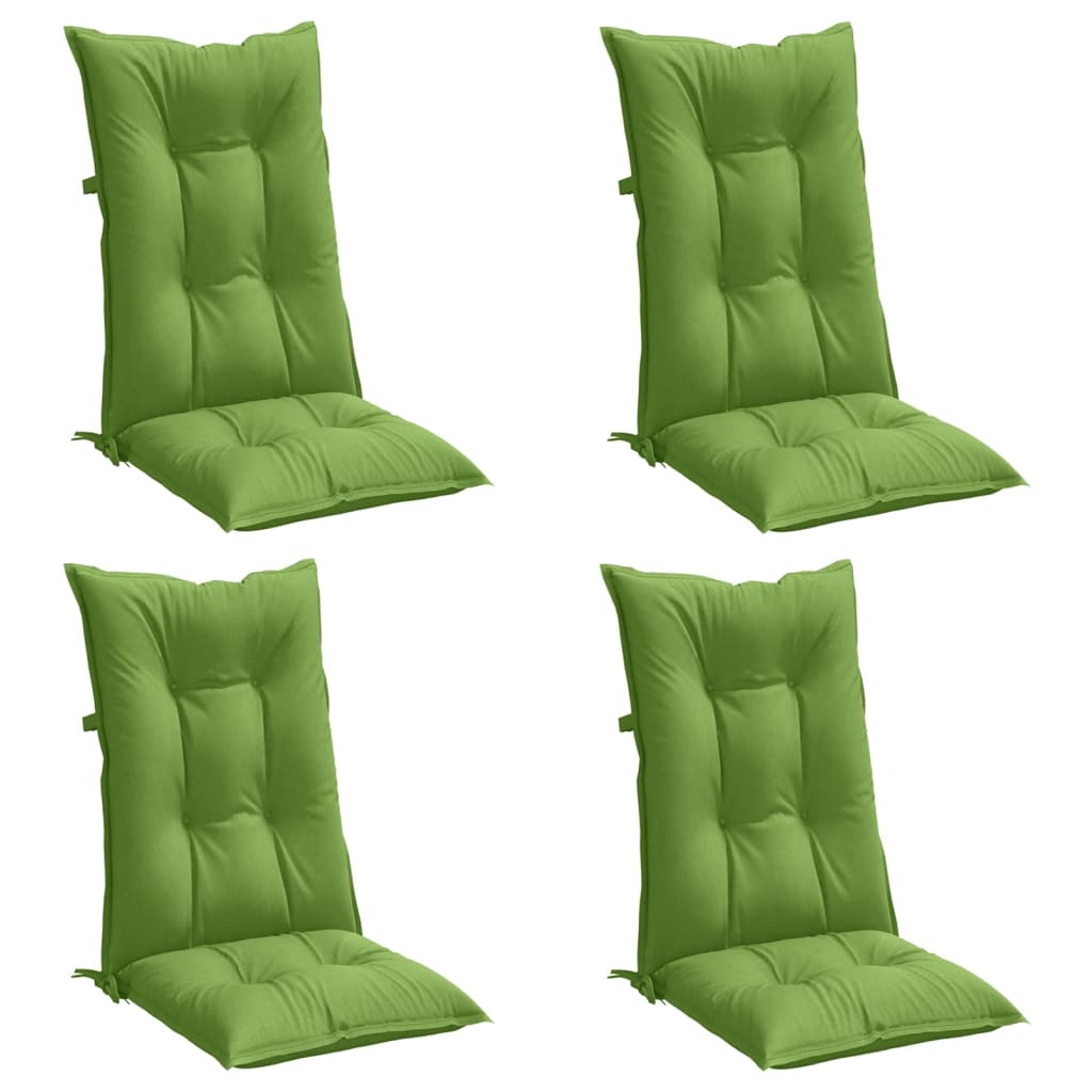 Coussins de chaise à dossier haut lot de 4 vert mélangé tissu