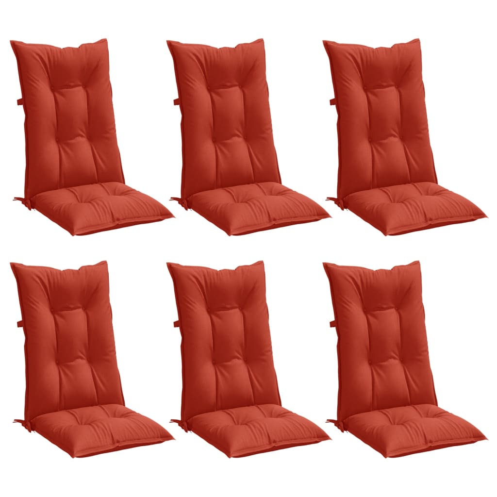 Coussins de chaise à dossier haut lot de 6 rouge mélangé tissu