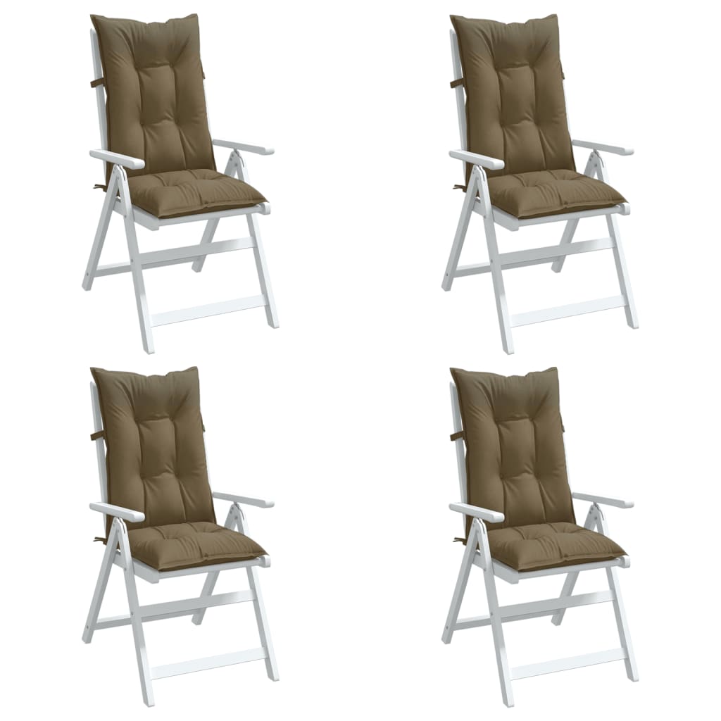 Coussins de chaise à dossier haut lot de 4 taupe mélangé tissu