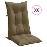 Coussins de chaise à dossier haut lot de 6 taupe mélangé tissu