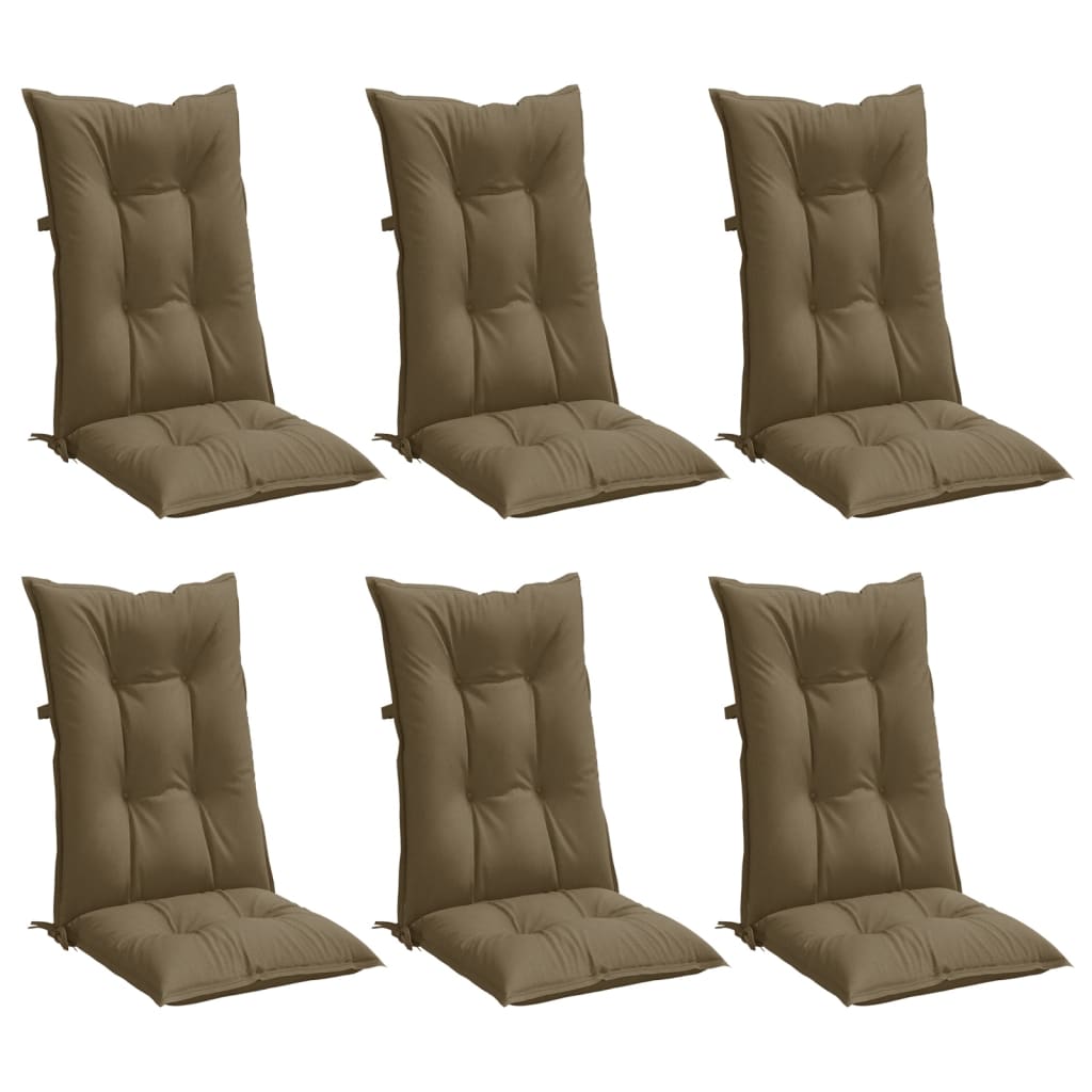 Coussins de chaise à dossier haut lot de 6 taupe mélangé tissu