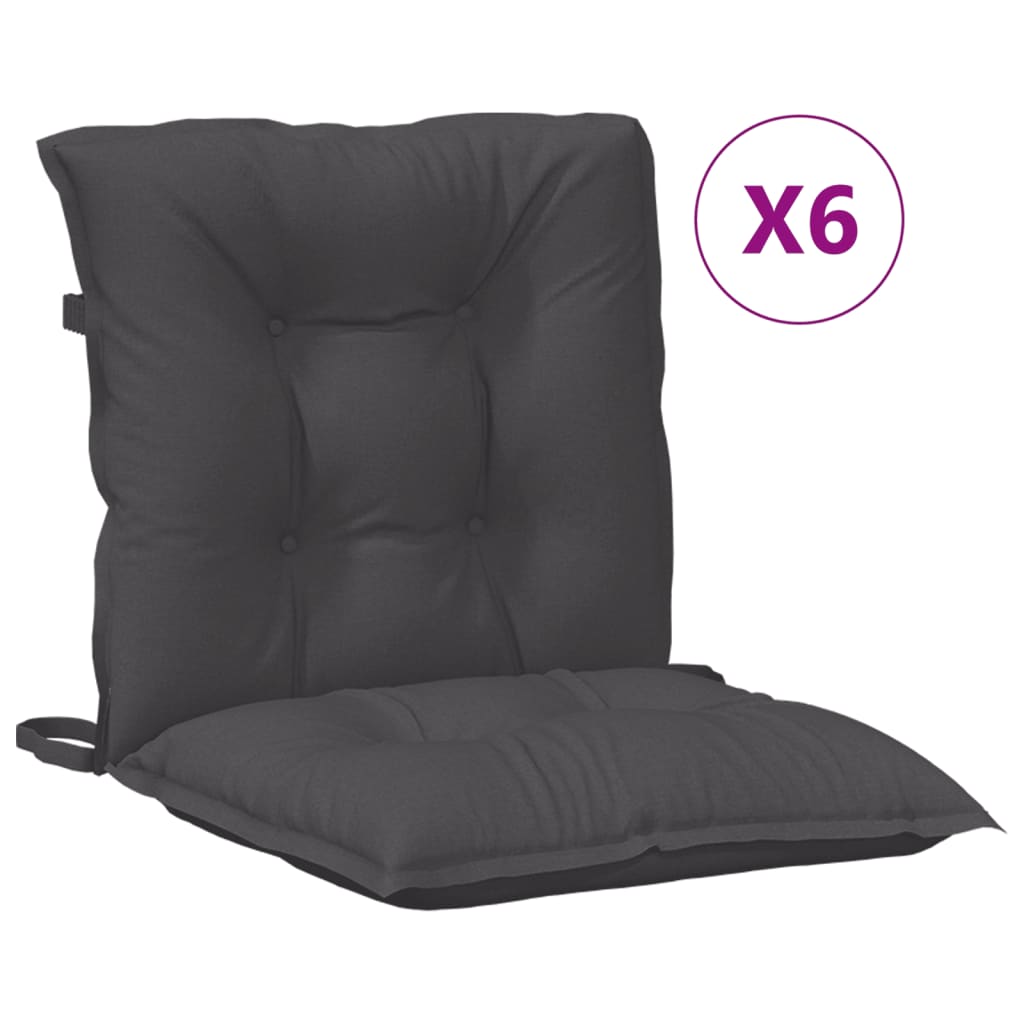 Coussins de chaise à dossier bas lot de 6 anthracite mélangé