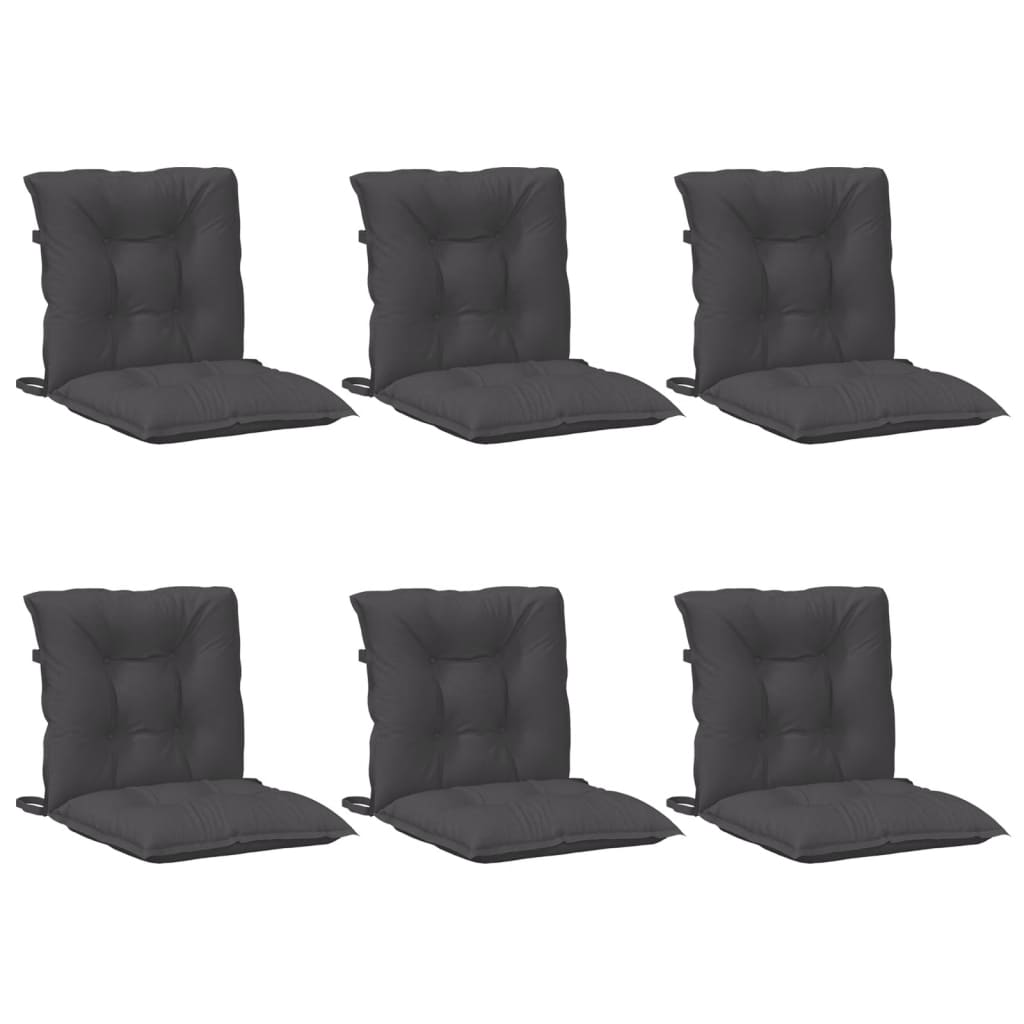 Coussins de chaise à dossier bas lot de 6 anthracite mélangé