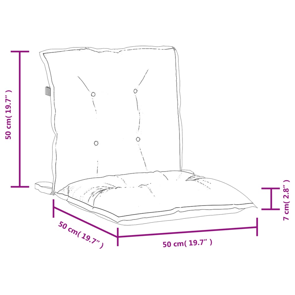 Coussins de chaise à dossier bas lot de 2 gris foncé mélangé