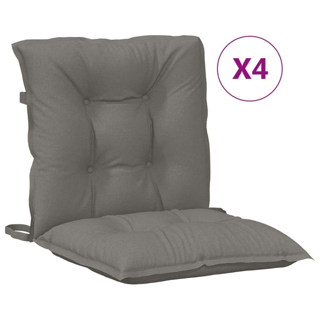 Coussins de chaise à dossier bas lot de 4 gris foncé mélangé