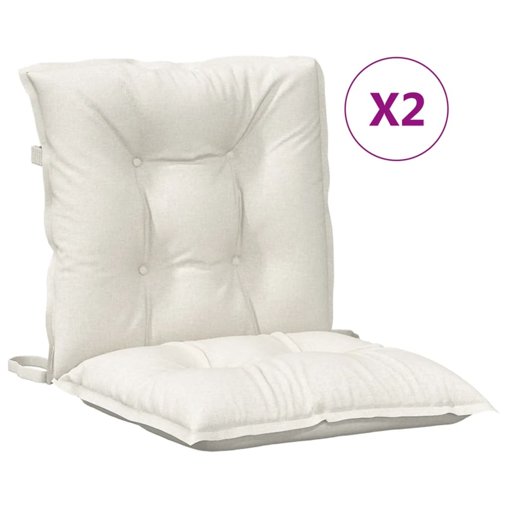 Coussins de chaise à dossier bas lot de 2 crème mélangé tissu