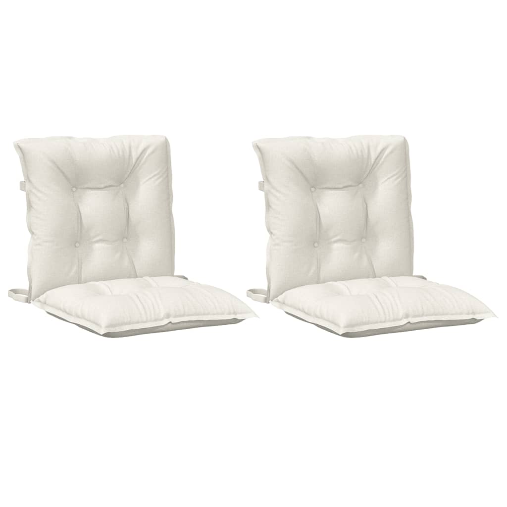 Coussins de chaise à dossier bas lot de 2 crème mélangé tissu