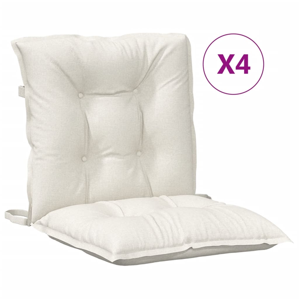 Coussins de chaise à dossier bas lot de 4 crème mélangé tissu