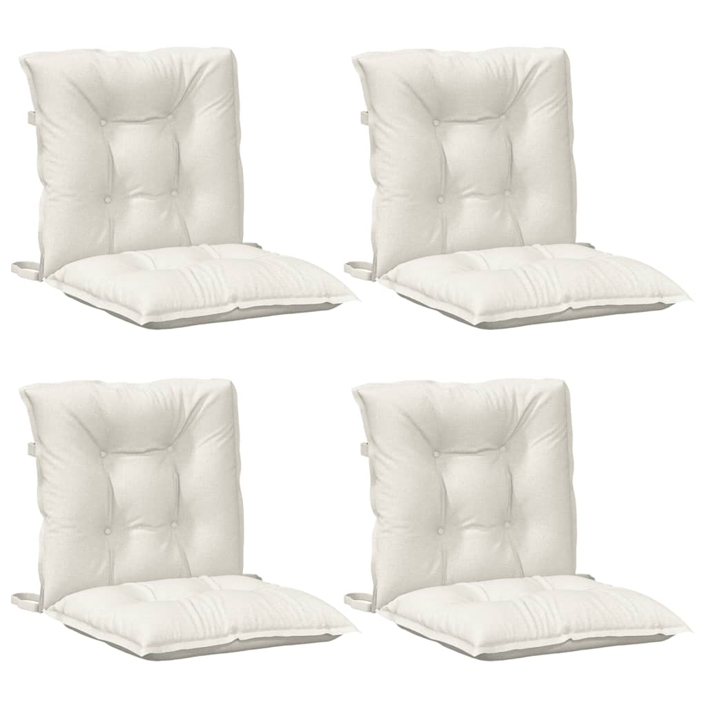 Low Back Chair Cushions Set of 4 Cream Blend Fabric