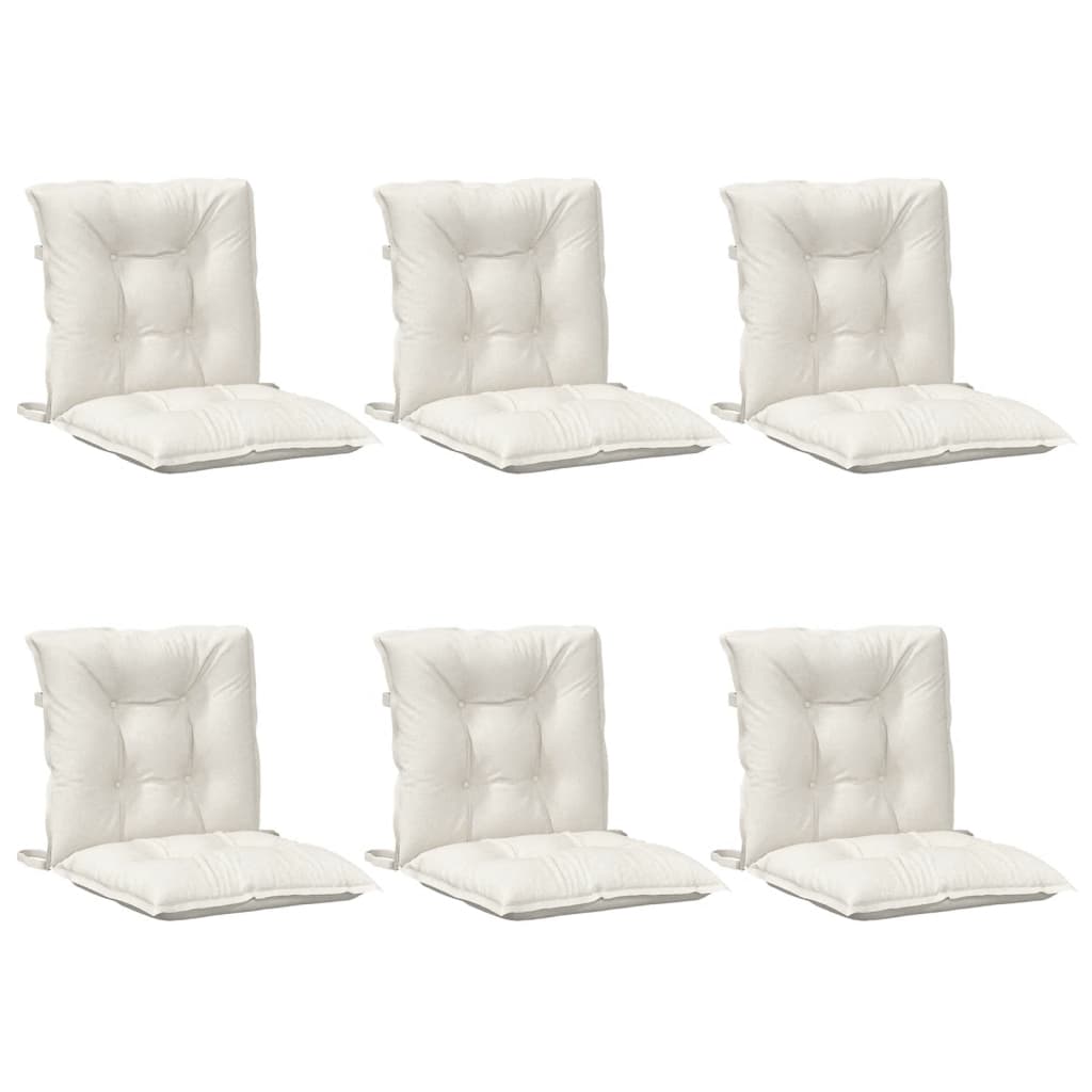 Low Back Chair Cushions Set of 6 Cream Mixed Fabric