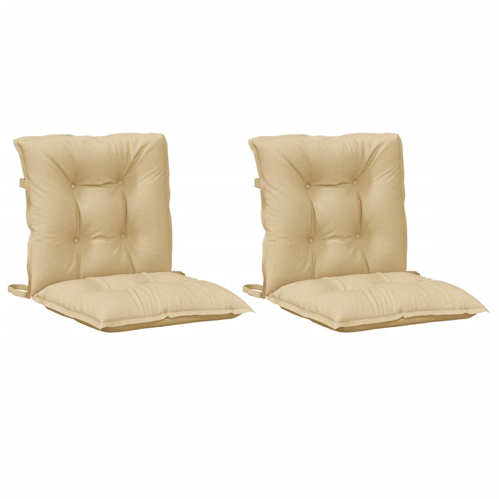 Coussins de chaise à dossier bas lot de 2 beige mélangé tissu