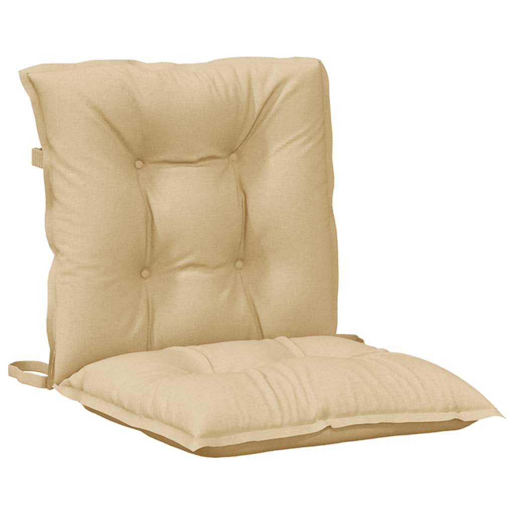 Coussins de chaise à dossier bas lot de 2 beige mélangé tissu